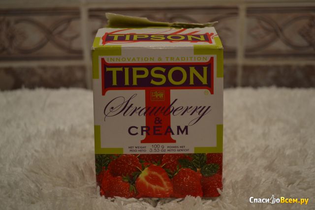Чай черный байховый листовой Tipson с ароматом клубники со сливками