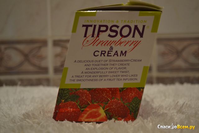 Чай черный байховый листовой Tipson с ароматом клубники со сливками