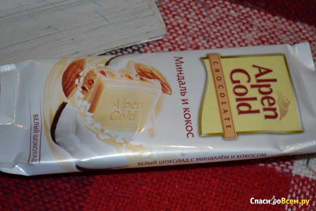 Белый шоколад Alpen Gold "Миндаль и кокос"