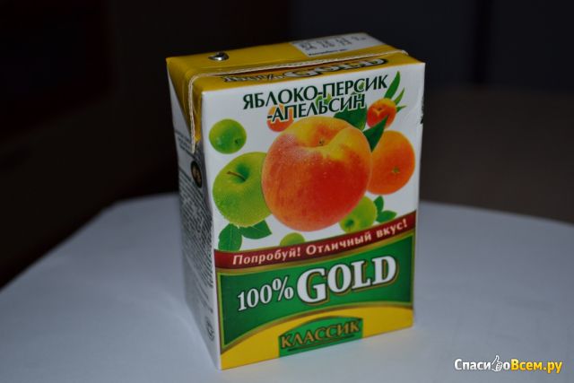 Напиток сокосодержащий из яблока, персика и апельсина Gold "Классик"