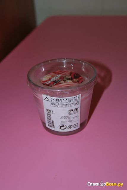 Ароматическая свеча в стакане Тиндра IKEA, розовый