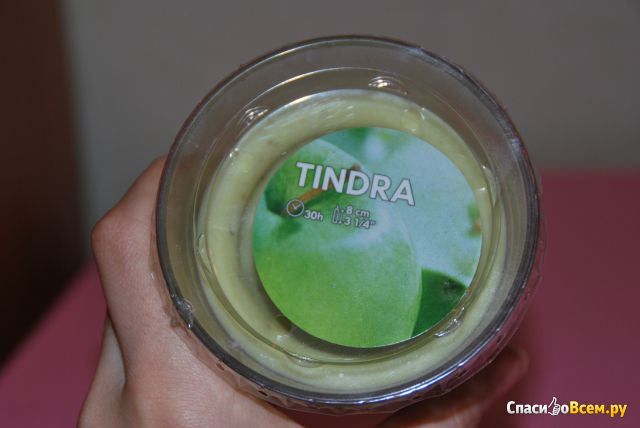 Ароматическая свеча в стакане Тиндра IKEA, зеленый