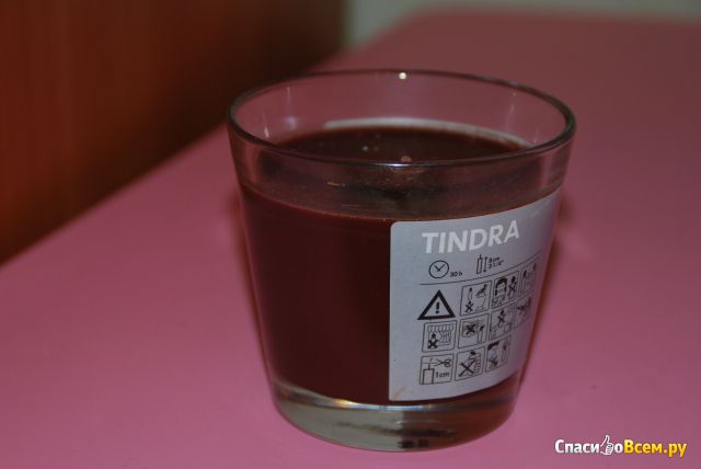 Ароматическая свеча в стакане Тиндра IKEA, коричневый