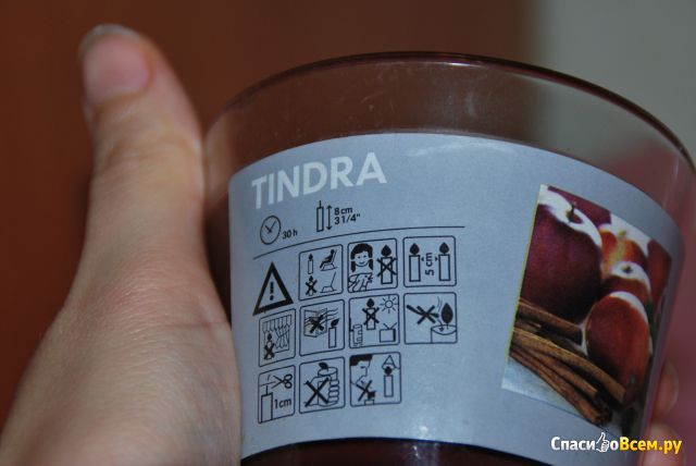 Ароматическая свеча в стакане Тиндра IKEA, коричневый
