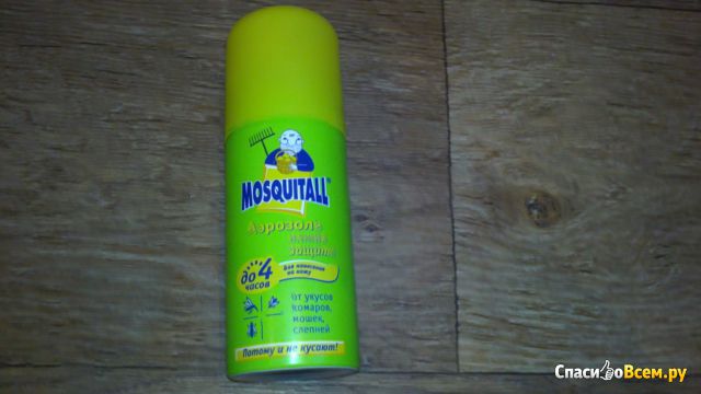 Аэрозоль "Mosquitall актив защита", защита до 4 часов, от укусов комаров, мошек, слепней