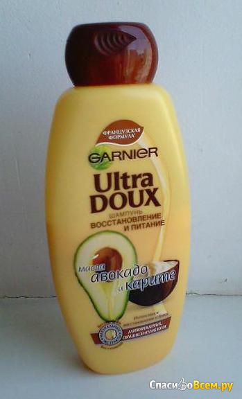 Шампунь Garnier Ultra Doux "Восстановление и питание" масла авокадо и карите