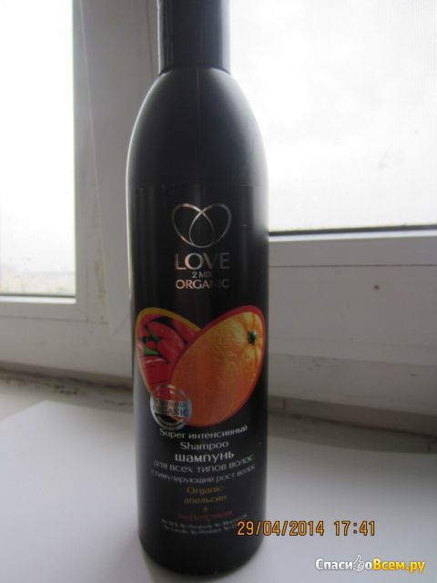 Шампунь Love 2mix organic стимулирующий рост волос с апельсином и перцем чили