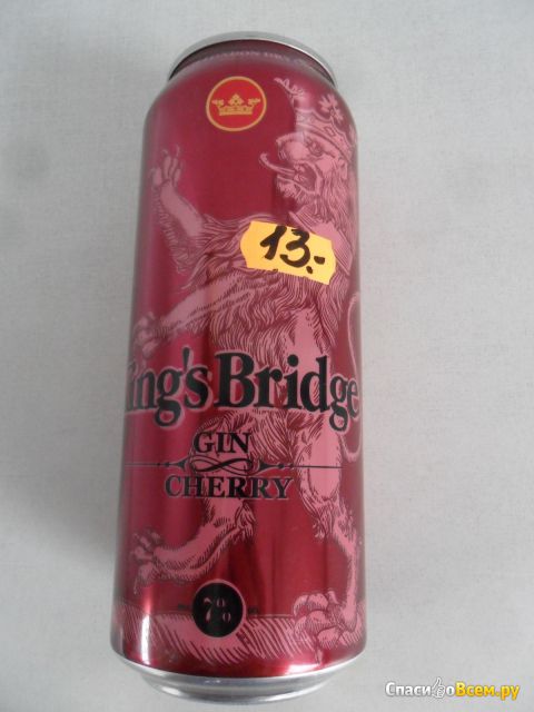 Напиток слабоалкогольный сильногазированный King's Bridge Gin Cherry с вишневым соком