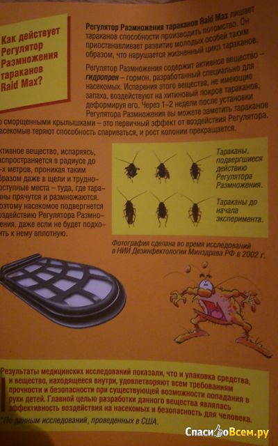 Система двойного действия Raid Max против тараканов: приманки от тараканов + регулятор размножения