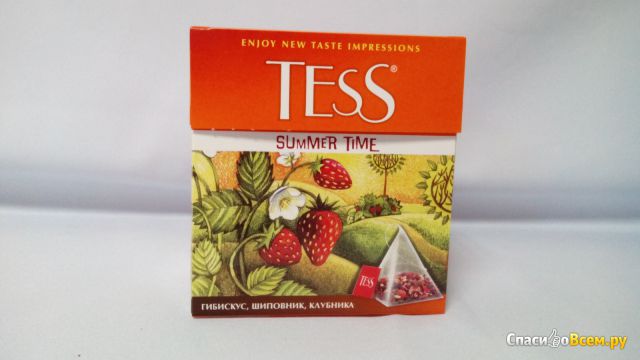 Чай Tess Summer Time в пирамидках гибискус, шиповник, клубника