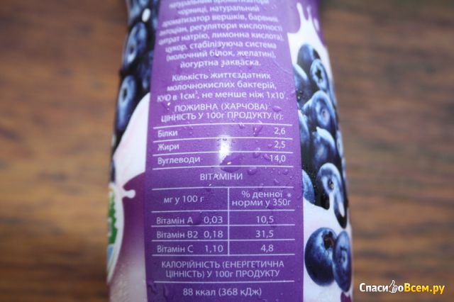 Йогурт питьевой "Галичина" Черника 2,5%