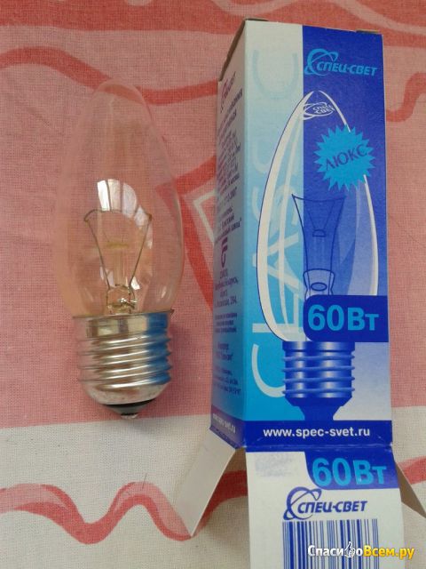 Лампа накаливания декоративная прозрачная "Спец-свет" 60 Вт