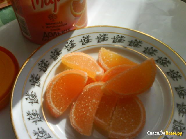Мармелад с натуральным соком Ударница "Мармеландия" дольки апельсиновые