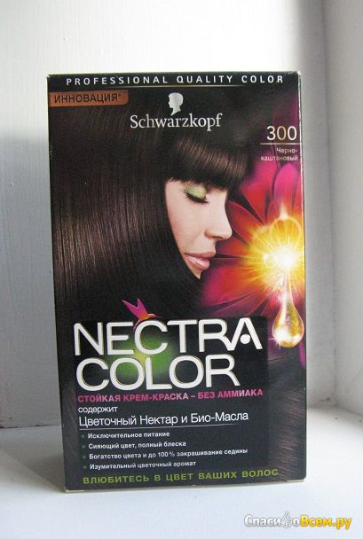 Стойкая крем-краска для волос Schwarzkopf Nectra Color без аммиака 300 Черно-каштановый