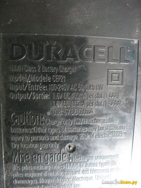Зарядное устройство Duracell CEF-21