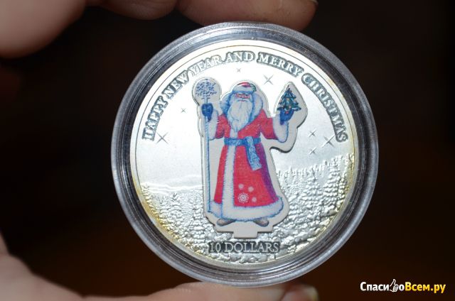 Серебряная монета 10$  "Дед Мороз" Bank of Nauru 2008 г.