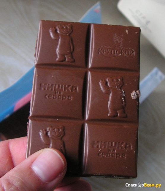 Молочный шоколад «Мишка на севере» с рисовыми хрустяшками «Фабрика имени Крупской»