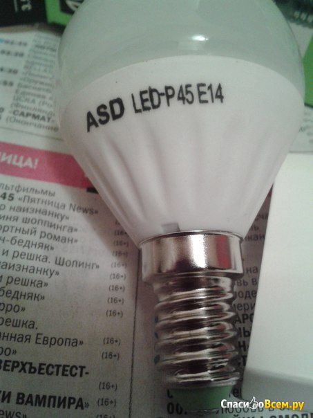 Лампа светодиодная ASD LED P45 5.0Вт 220В Е27 4000К