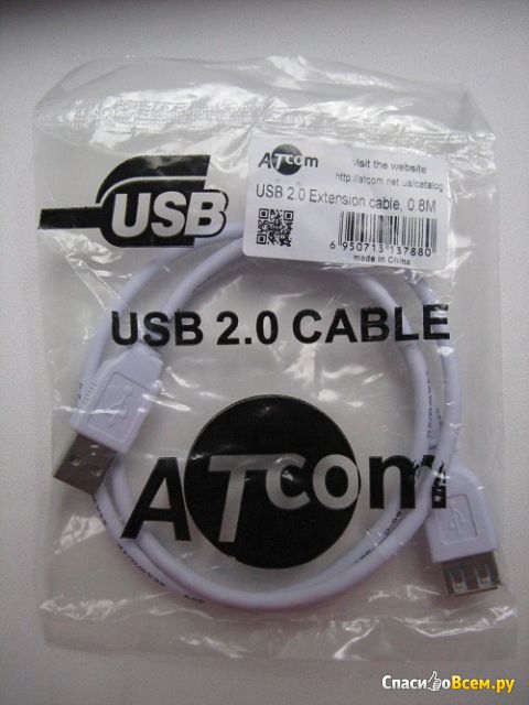 Кабель Atcom USB 2.0 Extention Cable 0.8 m
