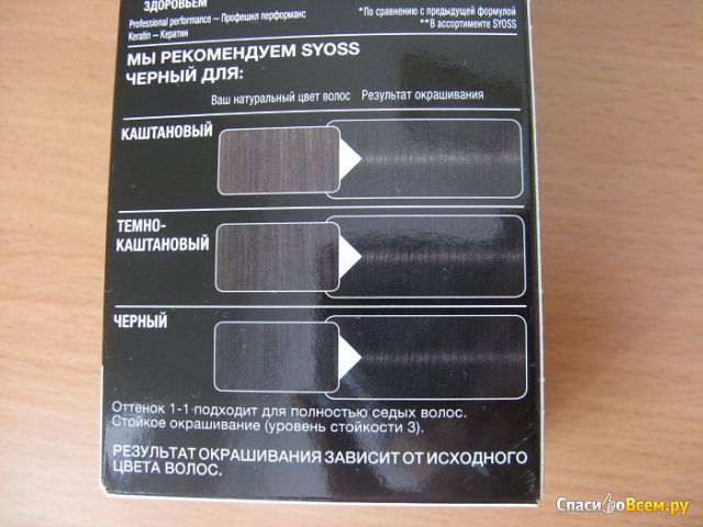 Стойкая крем-краска для волос Syoss Professional Performance 1-1 черный