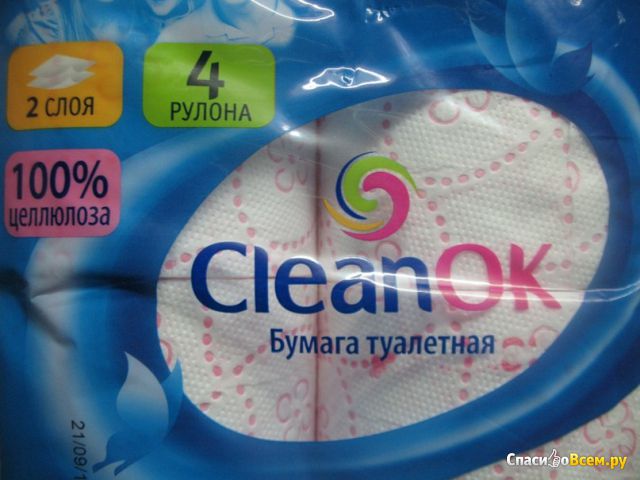 Туалетная бумага "CleanОK" 2 слоя