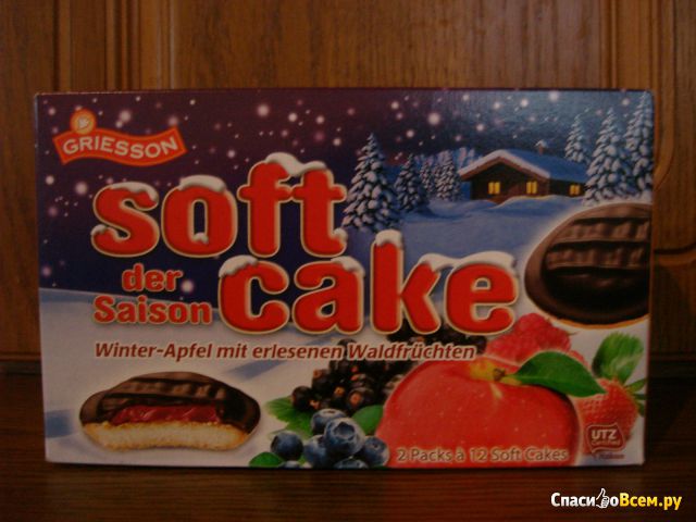 Бисквитное печенье Griesson Soft Cake с начинкой из яблок и лесных ягод