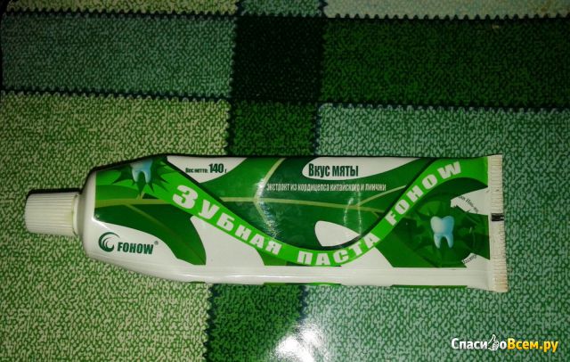 Зубная паста Fohow "Вкус мяты" с экстрактами кордицепса китайского и линчжи