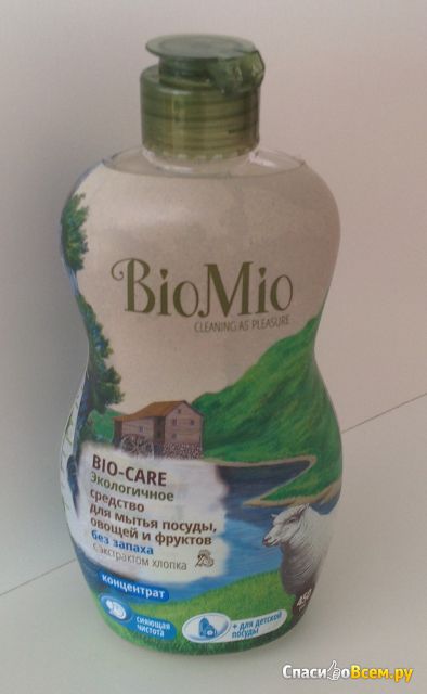 Экологичное средство для мытья посуды, овощей и фруктов с экстрактом хлопка BioMio Bio-Care