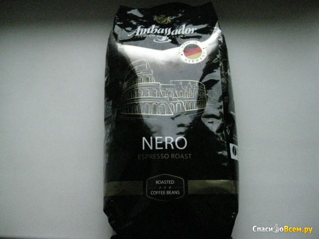 Кофе натуральный жареный в зёрнах тёмнообжаренный Ambassador Nero Espresso Roast