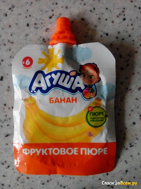 Фруктовое пюре протертое Агуша "Я сам!" с бананом