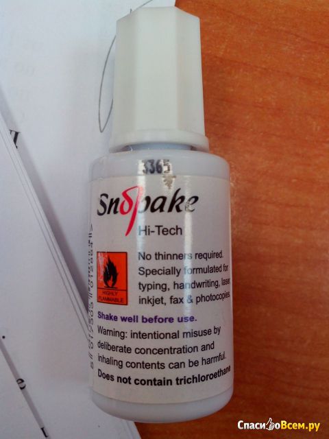 Корректирующая жидкость Snopake Hi-Tech для оргтехники