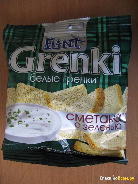 Сухарики Flint Grenki "Белые гренки" сметана с зеленью