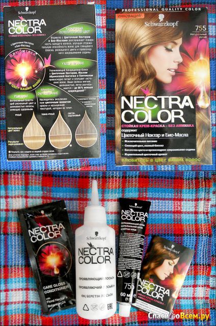 Стойкая крем-краска для волос без аммиака Schwarzkopf Nectra Color 755 Натуральный русый