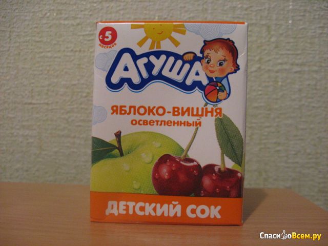 Детский сок "Агуша" яблоко-вишня осветленный