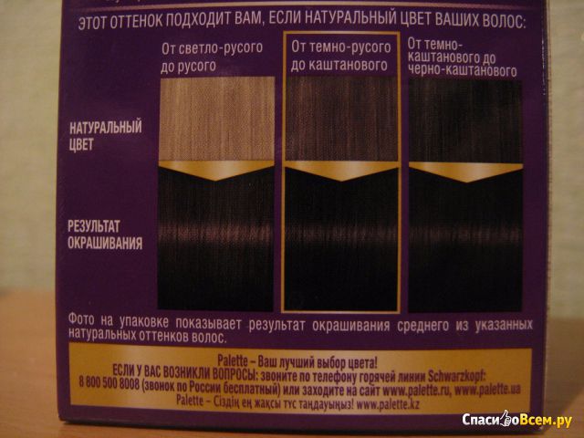 Стойкая крем-краска Schwarzkopf Palette "Интенсивный цвет" N2 Темно-каштановый