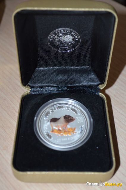 Серебряная монета 1$ "Восточный гороскоп. Свинья" цветная Australian Bank 2007 г
