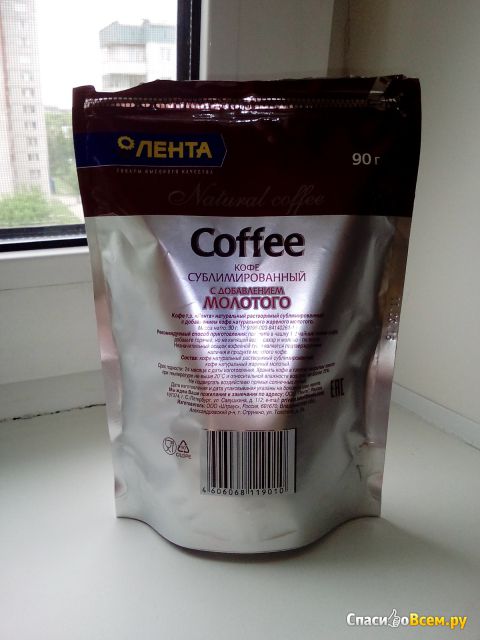Кофе сублимированный с добавлением молотого "Лента" Natural Coffee