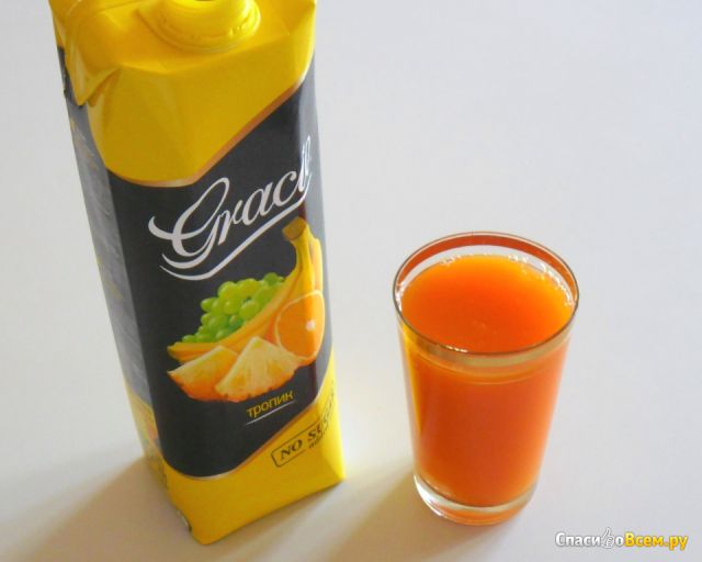 Сок "Тропик" из тропических фруктов с мякотью без добавления сахара Gracio