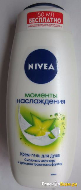 Крем-гель для душа Nivea "Моменты наслаждения" с ароматом тропических фруктов и молочком алое-вера