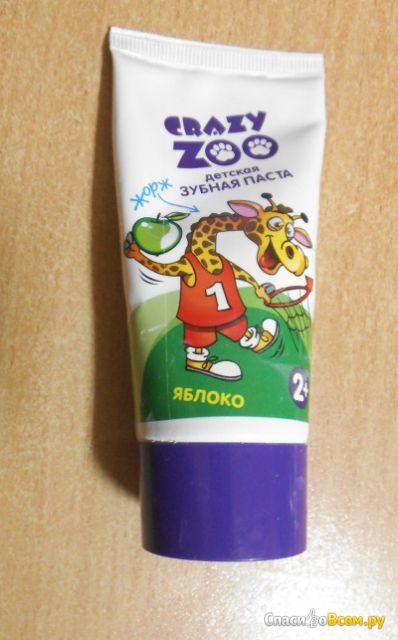 Детская зубная паста Crazy Zoo "Яблоко"