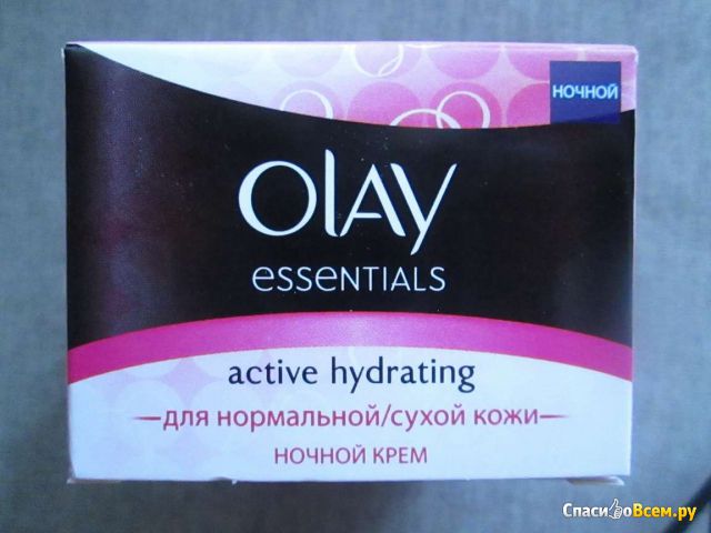 Ночной крем для лица "Olay" Essentials Active Hydrating для нормальной и сухой кожи