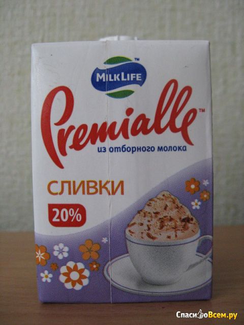 Сливки Milk Life Premialle из отборного молока 20%