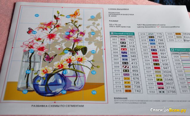 Набор для вышивания крестом Белоснежка "Орхидеи и бабочки" арт. В-6055