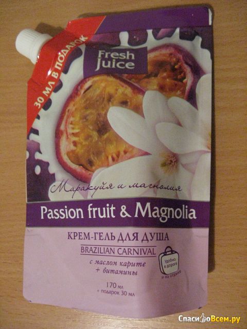 Крем-гель для душа Fresh Juice "Маракуйя и Магнолия" Passion Fruit & Magnolia Brazilian Carnival