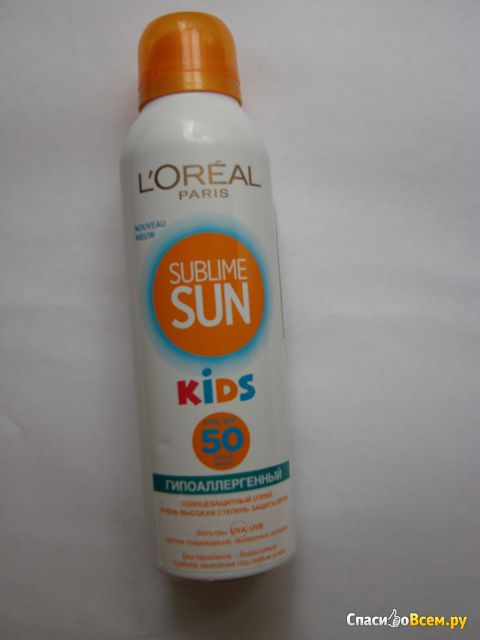Солнцезащитный спрей L'Oréal Sublime Sun Kids гипоаллергенный SPF50