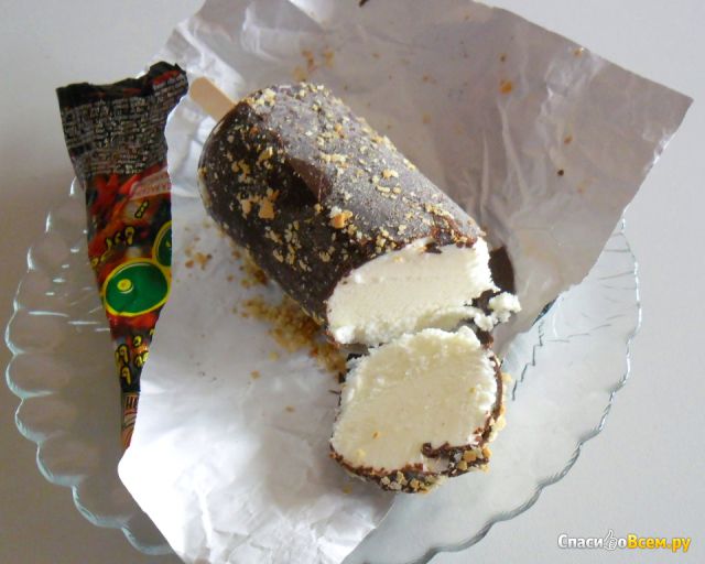 Мороженое эскимо сливочное в шоколадной глазури с вафельной крошкой "Бомба" взрывной вкус Шин-Лайн