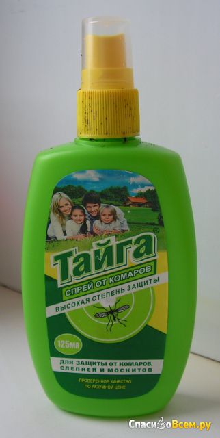 Спрей от комаров "Тайга" Высокая степень защиты для защиты от комаров, слепней и москитов