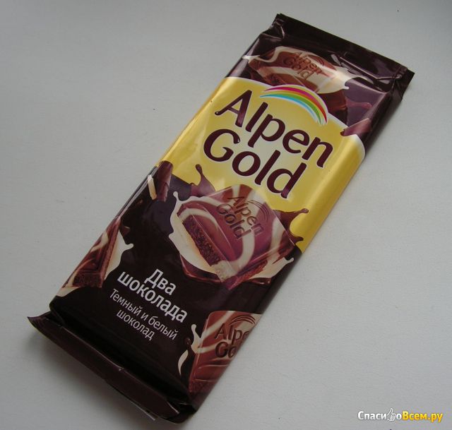 Шоколад Alpen Gold "Два шоколада" Темный и белый