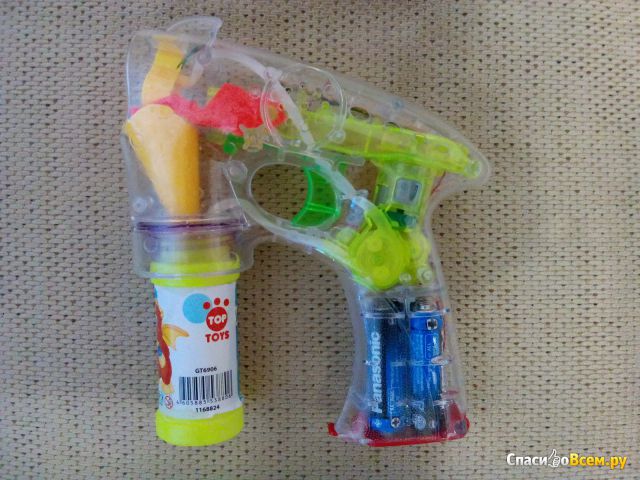 Пузыри мыльные Top Toys арт. GT6906 Пистолет в блистере со светом на батарейках