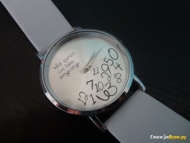Часы наручные OEM Women's Men's Who Cares Faux Leather Arabic Numerals Letters Printed Wrist Watch